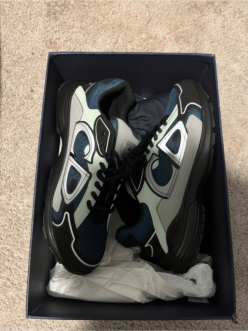 Dior Men's Sneakers in Blue, Black & Gray